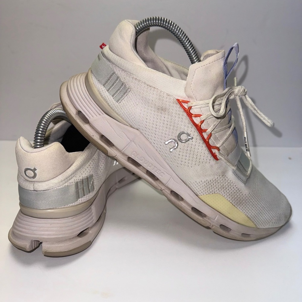 On Cloudnova Sneakers Women 10 White Orange Lilac Running Shoes 26.98982